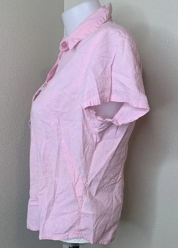 Columbia Women’s Sz Medium Short Sleeve Button Up Pink Floral Shirt Embroidered - Size M 4 Columbia Women’s Sz Medium Short Sleeve Button Up Pink Floral Shirt Embroidered - Size M - Image 4