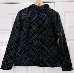 Columbia  | Charcoal Gray Black Crosshatch Print Jacket With Hood | Size Medium - Size M