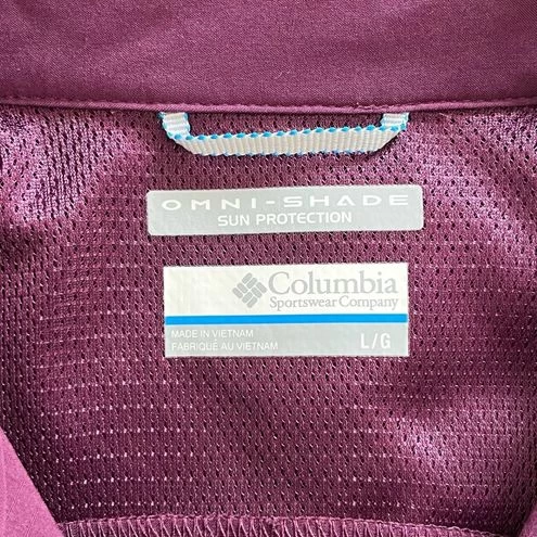 ColumbiaOmni-Shade Sun Protection Purple Long Sleeve Outdoor Button Down Shirt - Size L 4 ColumbiaOmni-Shade Sun Protection Purple Long Sleeve Outdoor Button Down Shirt - Size L - Image 4