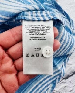 ColumbiaShirt Women's Small Blue White Stripe Cotton Short Sleeve Pocket - Size S -Columbia Sale Store 252787f0bfc3b967eeb27e6415962b0e photo