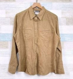 ColumbiaXCO Faux Suede Western Shirt Tan Brown Snap Button Vintage Womens XL - Size XL