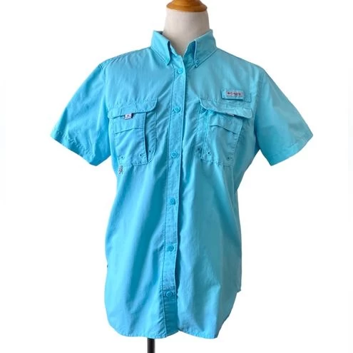 Columbia PFG Bahama ShirtShort Sleeve Fishing Outdoor Turquoise Size M - Size M 2 Columbia PFG Bahama ShirtShort Sleeve Fishing Outdoor Turquoise Size M - Size M - Image 2