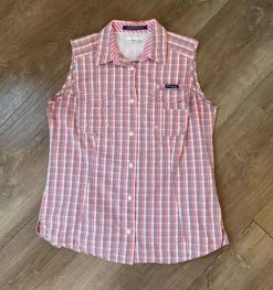 Columbia Sleeveless Plaid Button Up Super Bonehead PFG Fishing Women’s Size L - Size L