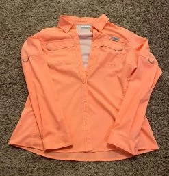 Columbia Orange Long Sleeve Button DownShirt - Size M