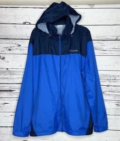 ColumbiaSportswear Company XXL Blue Glennaker Lake Packable Rain Jacket W/ Hood - Size XXL