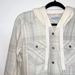Columbia 100% Cotton Cream & White Button Down Hooded Plaid Top - Size S -Columbia Sale Store 541ecd86363d1ebb575760461a4fab0f 695700350.475122