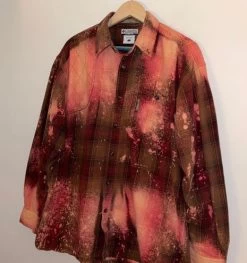 Columbia Upcycled Grunge Bleach Dye Plaid Flannel Shirt L - Size L -Columbia Sale Store 5b53356a93e6ef6b4afc9e108113242e photo