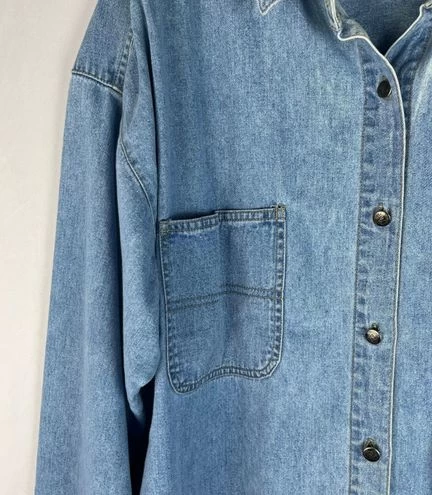 Columbia Vintage 90s Denim Long Sleeve Button Down Collared Shirt Shacket - Size XXL 2 Columbia Vintage 90s Denim Long Sleeve Button Down Collared Shirt Shacket - Size XXL - Image 2