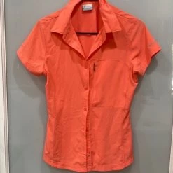 Columbia Women's Coral OrangeButton Up Short Sleeve Top Shirt XS - Size XS