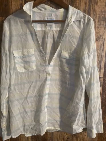 Columbia Women's Stripped Long Sleeve Button Up Shirt Size Large 100 % Cotton - Size L 3 Columbia Women's Stripped Long Sleeve Button Up Shirt Size Large 100 % Cotton - Size L - Image 3