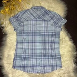 Columbia  blue plaid Omni-shade Short Sleeved Button Down Sz Small - Size S -Columbia Sale Store 9fe1a8b92db55a330002c76b0650ab66 image