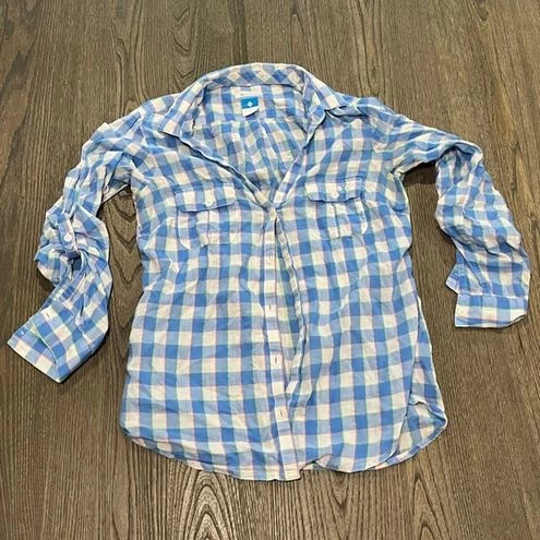 ColumbiaWomens PFG White Blue Plaid Button Front Shirt Size S - Size S 1 ColumbiaWomens PFG White Blue Plaid Button Front Shirt Size S - Size S