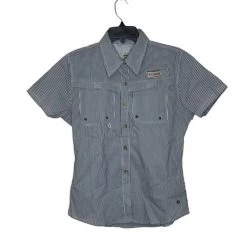 ColumbiaPFG Vented Fishing Shirt Size Medium Blue White Striped Womens Stretch - Size M