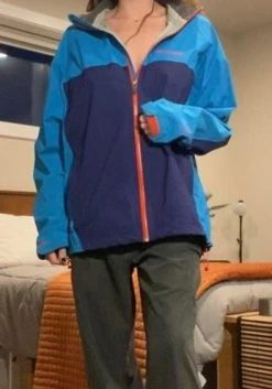 Columbia Super CoolColorful Blue And Orange Rain Jacket 🦋 - Size L