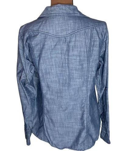 Columbiablue Chambray Button Down Shirt With Flap Chest Pockets Size L - Size L 2 Columbiablue Chambray Button Down Shirt With Flap Chest Pockets Size L - Size L - Image 2