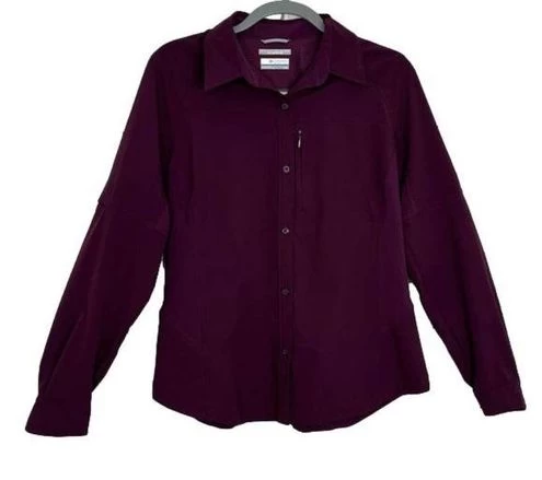 ColumbiaOmni-Shade Sun Protection Purple Long Sleeve Outdoor Button Down Shirt - Size L 1 ColumbiaOmni-Shade Sun Protection Purple Long Sleeve Outdoor Button Down Shirt - Size L