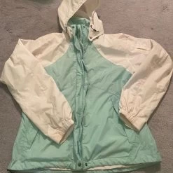 Columbiablue And White Rain Wind Jacket - Size L