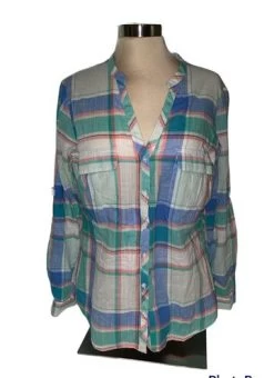 Columbia PFG Button Down Shirt Adjustable Long Sleeve Plaid Size Medium NWT - Size M