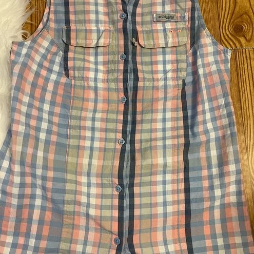 ColumbiaSleeveless Button Up Blouse Pink Blue Beige| Size XS - Size XS 2 ColumbiaSleeveless Button Up Blouse Pink Blue Beige| Size XS - Size XS - Image 2