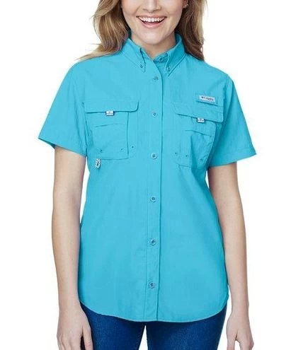 Columbia PFG Bahama ShirtShort Sleeve Fishing Outdoor Turquoise Size M - Size M 1 Columbia PFG Bahama ShirtShort Sleeve Fishing Outdoor Turquoise Size M - Size M