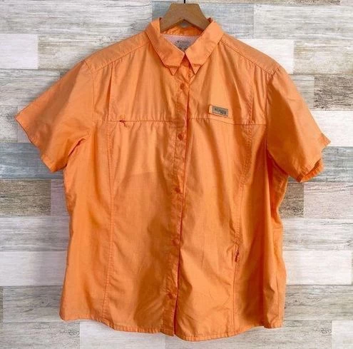 ColumbiaPFG Ventilated Fishing Shirt Orange Short Sleeve Cotton Blend Womens XL - Size XL 1 ColumbiaPFG Ventilated Fishing Shirt Orange Short Sleeve Cotton Blend Womens XL - Size XL