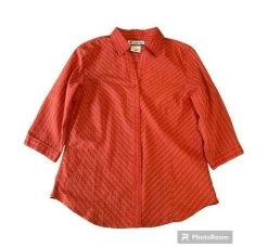 ColumbiaSportswear Women's Orange Button-up 3/4 Sleeve Shirt - Size Medium - Size M