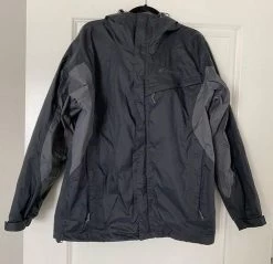 ColumbiaWindbreaker Black/Gray Medium With Hoodie - Size M
