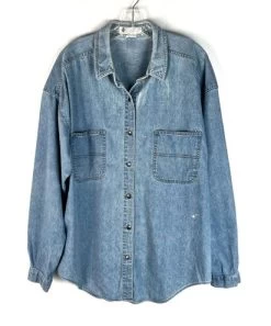 Columbia Vintage 90s Denim Long Sleeve Button Down Collared Shirt Shacket - Size XXL